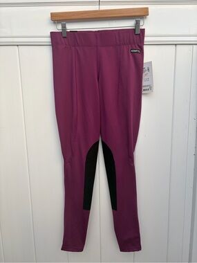NWT Kerrits Flow Rise Knee Patch Tights Magenta Size Medium